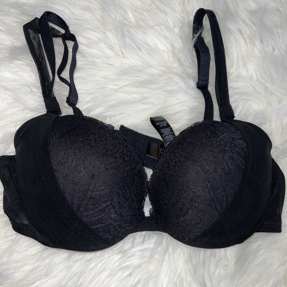 La Perla Black Lace Mesh Push Up Runway Fashion Bra 36C Rare Luxury Lingerie